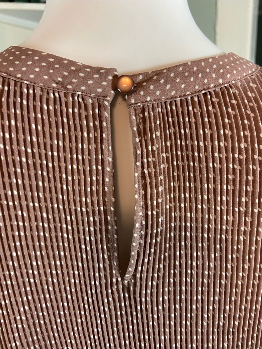 Adrianna Papell Taupe Polka Dot Pleated Swing Tank Top Sleeveless XLarge XL - Picture 7 of 11